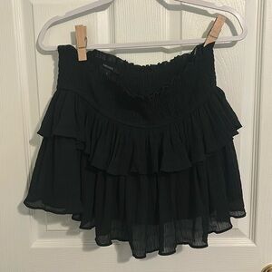 Black Tiered Ruffle Mini Skirt